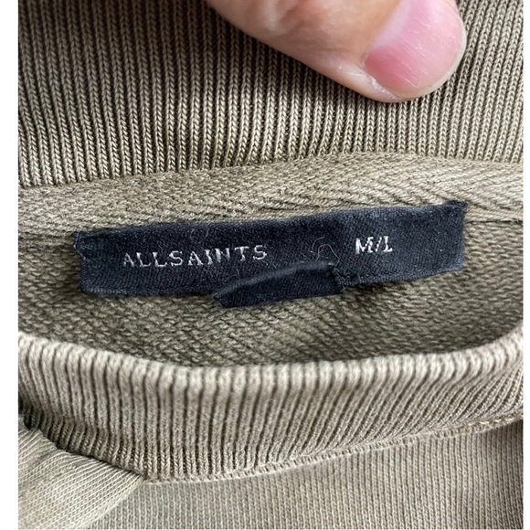 All Saints Etienne Hoodie in Olive Green 100% Organic Cotton Size M/L - Picture 7 of 9